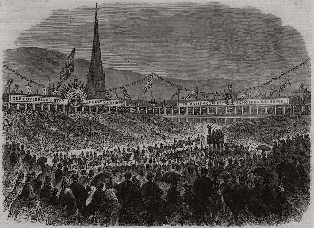 The Sunday-School Children in the Piece-Hall, Halifax. Yorkshire 1863 print